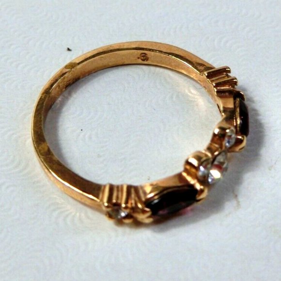 Disney Parks Vintage Mickey Mouse Swarovski Purple Gold Tone Ring Earring Size 6 - Picture 7 of 8